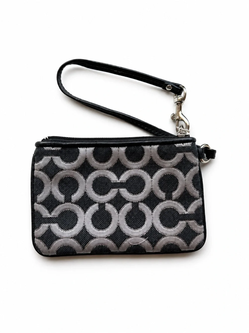 Coach Gray & Black Signature Wristlet with Detachable Strap